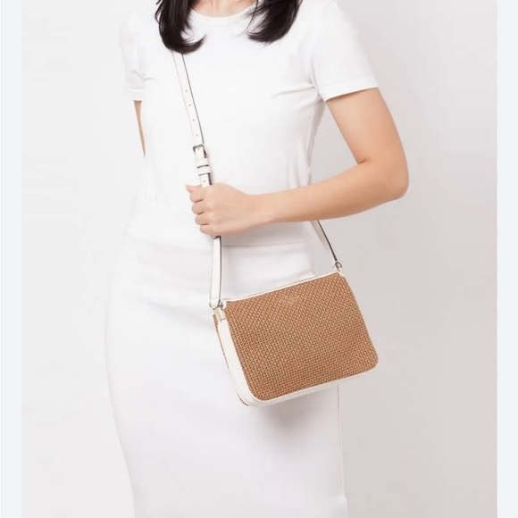 Kate Spade JACKSON Woven STRAW TRIPLE GUSSET CROSSBODY - Picture 9 of 9